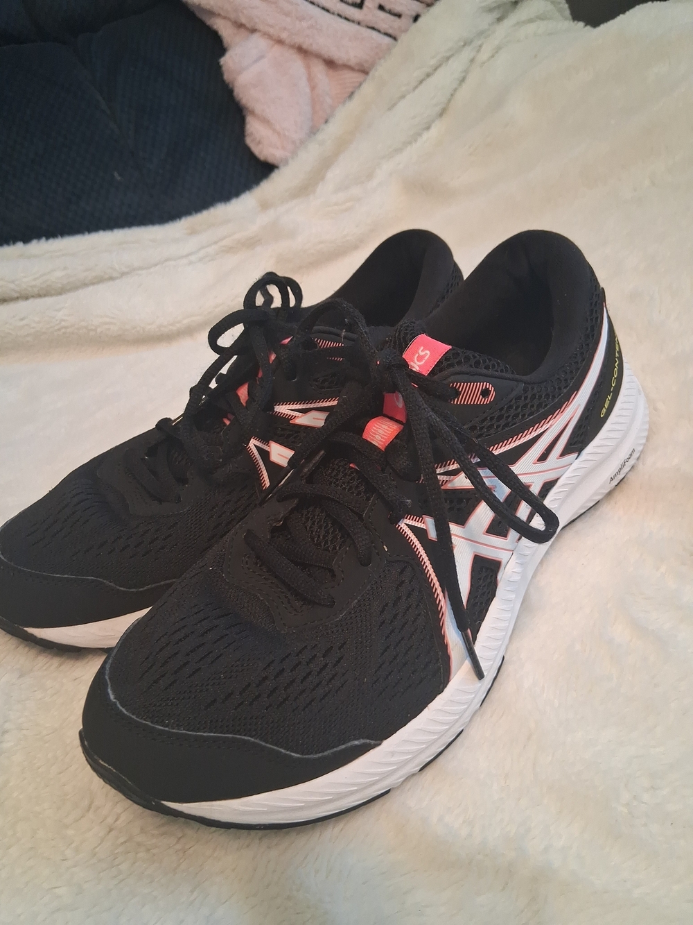 Asics Black Running Shoes with Pink Accents